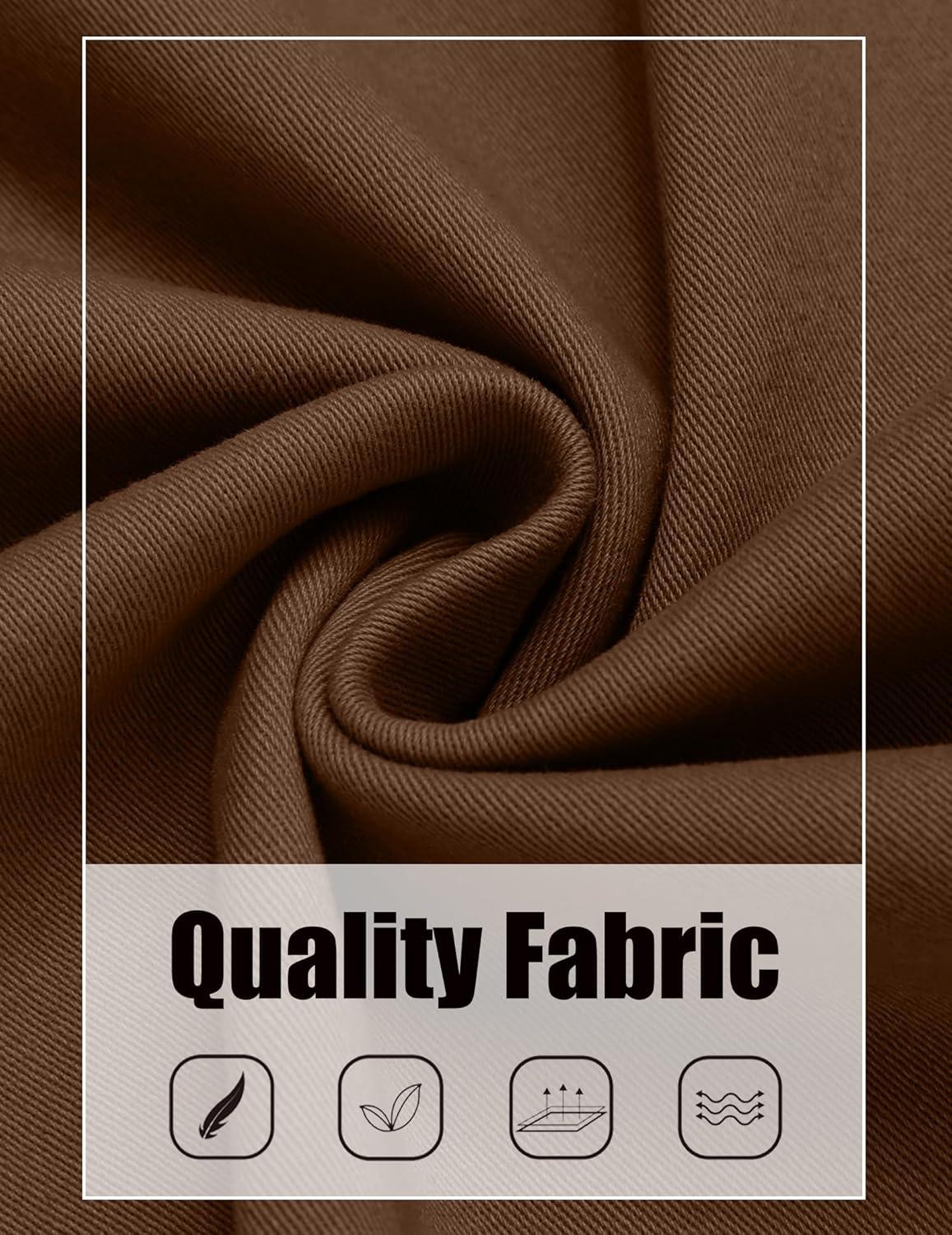 imageCOOFANDY Mens Cotton Cargo Pants Relaxed Fit Elastic Waist Casual Pants Stretch Work Cargo Pant with PocketsBrown