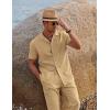 COOFANDY Men 2 Piece Linen Outfit Beach Button Down Shirt Casual Loose Pant Sets(Light Tan)