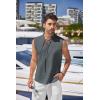 COOFANDY Men Tank Top Cotton Linen Beach Sleeveless Shirt Lace Up Bohemian Hippie Renaissance Pirate Kilt Medieval Tunic(Drak Gray)