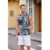 COOFANDY Men Tank Top Cotton Linen Beach Sleeveless Shirt Lace Up Bohemian Hippie Renaissance Pirate Kilt Medieval Tunic(Tie-dye- Navy)