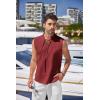 COOFANDY Men Tank Top Cotton Linen Beach Sleeveless Shirt Lace Up Bohemian Hippie Renaissance Pirate Kilt Medieval Tunic(Wine)