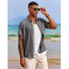 COOFANDY Men’s Button Down Shirts with Pocket – Short Sleeve Casual Shirts for Summer, Beach, Vacation & Wedding(A-dark Grey)