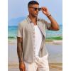 COOFANDY Men’s Button Down Shirts with Pocket – Short Sleeve Casual Shirts for Summer, Beach, Vacation & Wedding(Khaki)