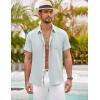 COOFANDY Men’s Button Down Shirts with Pocket – Short Sleeve Casual Shirts for Summer, Beach, Vacation & Wedding(Light Blue)