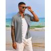 COOFANDY Men’s Button Down Shirts with Pocket – Short Sleeve Casual Shirts for Summer, Beach, Vacation & Wedding(Light Grey)