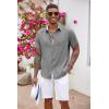 COOFANDY Men’s Button Down Shirts with Pocket – Short Sleeve Casual Shirts for Summer, Beach, Vacation & Wedding(Light Grey)