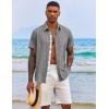 COOFANDY Men’s Button Down Shirts with Pocket – Short Sleeve Casual Shirts for Summer, Beach, Vacation & Wedding(Light Grey)