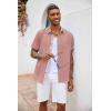 COOFANDY Men’s Button Down Shirts with Pocket – Short Sleeve Casual Shirts for Summer, Beach, Vacation & Wedding(Misty Rose)