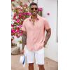 COOFANDY Men’s Button Down Shirts with Pocket – Short Sleeve Casual Shirts for Summer, Beach, Vacation & Wedding(Pink)