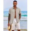 COOFANDY Men’s Button Down Shirts with Pocket – Short Sleeve Casual Shirts for Summer, Beach, Vacation & Wedding(Stone)