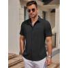 COOFANDY Mens Casual Button Down Shirts Short Sleeve Business Shirts Lightweight Wrinkle Free Dress Shirts(A-black)