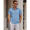 COOFANDY Mens Casual Button Down Shirts Short Sleeve Business Shirts Lightweight Wrinkle Free Dress Shirts(Blue)