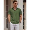 COOFANDY Mens Casual Button Down Shirts Short Sleeve Business Shirts Lightweight Wrinkle Free Dress Shirts(Dark Army Green)
