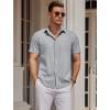 COOFANDY Mens Casual Button Down Shirts Short Sleeve Business Shirts Lightweight Wrinkle Free Dress Shirts(Light Gray)
