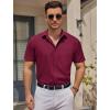 COOFANDY Mens Casual Button Down Shirts Short Sleeve Business Shirts Lightweight Wrinkle Free Dress Shirts(Wine Red)