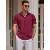 COOFANDY Mens Casual Button Down Shirts Short Sleeve Business Shirts Lightweight Wrinkle Free Dress Shirts(Wine Red)