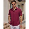 COOFANDY Mens Casual Button Down Shirts Short Sleeve Business Shirts Lightweight Wrinkle Free Dress Shirts(Wine Red)