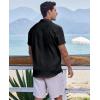 COOFANDY Men’s Casual Button Down Shirts Short Sleeve Textured Summer Beach Shirts(Black)