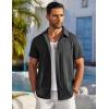COOFANDY Men’s Casual Button Down Shirts Short Sleeve Textured Summer Beach Shirts(Black)