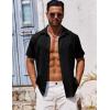 COOFANDY Men’s Casual Button Down Shirts Short Sleeve Textured Summer Beach Shirts(Black)