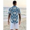 COOFANDY Men’s Casual Button Down Shirts Short Sleeve Textured Summer Beach Shirts(Blue-coconut Tree)