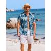 COOFANDY Men’s Casual Button Down Shirts Short Sleeve Textured Summer Beach Shirts(Blue-coconut Tree)