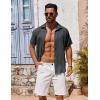 COOFANDY Men’s Casual Button Down Shirts Short Sleeve Textured Summer Beach Shirts(Dark Gray)