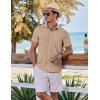 COOFANDY Men’s Casual Button Down Shirts Short Sleeve Textured Summer Beach Shirts(Khaki)