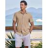 COOFANDY Men’s Casual Button Down Shirts Short Sleeve Textured Summer Beach Shirts(Khaki)