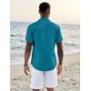 COOFANDY Men’s Casual Button Down Shirts Short Sleeve Textured Summer Beach Shirts(Lake Blue)