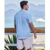 COOFANDY Men’s Casual Button Down Shirts Short Sleeve Textured Summer Beach Shirts(Light Blue)