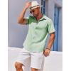 COOFANDY Men’s Casual Button Down Shirts Short Sleeve Textured Summer Beach Shirts(Light Green)