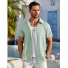 COOFANDY Men’s Casual Button Down Shirts Short Sleeve Textured Summer Beach Shirts(Light Green)