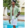 COOFANDY Men’s Casual Button Down Shirts Short Sleeve Textured Summer Beach Shirts(Light Green)