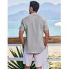 COOFANDY Men’s Casual Button Down Shirts Short Sleeve Textured Summer Beach Shirts(Light Grey)
