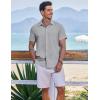 COOFANDY Men’s Casual Button Down Shirts Short Sleeve Textured Summer Beach Shirts(Light Grey)