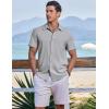 COOFANDY Men’s Casual Button Down Shirts Short Sleeve Textured Summer Beach Shirts(Light Grey)