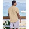 COOFANDY Men’s Casual Button Down Shirts Short Sleeve Textured Summer Beach Shirts(Light Khaki)