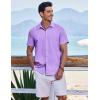 COOFANDY Men’s Casual Button Down Shirts Short Sleeve Textured Summer Beach Shirts(Light Purple)