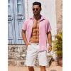 COOFANDY Men’s Casual Button Down Shirts Short Sleeve Textured Summer Beach Shirts(Pink)