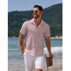 COOFANDY Mens Casual Short Sleeve Button Down Shirts Summer Untucked Wrinkle Free Shirts(Dark Pink)