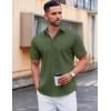 COOFANDY Men’s Casual Short Sleeve Button Down Shirts Untucked Dress Shirts Wrinkle Free Summer Wedding Shirts Solid(Army Green)