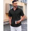 COOFANDY Men’s Casual Short Sleeve Button Down Shirts Untucked Dress Shirts Wrinkle Free Summer Wedding Shirts Solid(Black)