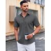 COOFANDY Men’s Casual Short Sleeve Button Down Shirts Untucked Dress Shirts Wrinkle Free Summer Wedding Shirts Solid(Dark Grey)