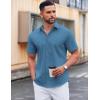 COOFANDY Men’s Casual Short Sleeve Button Down Shirts Untucked Dress Shirts Wrinkle Free Summer Wedding Shirts Solid(Gray Blue)