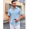 COOFANDY Men’s Casual Short Sleeve Button Down Shirts Untucked Dress Shirts Wrinkle Free Summer Wedding Shirts Solid(Light Blue)