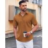 COOFANDY Men’s Casual Short Sleeve Button Down Shirts Untucked Dress Shirts Wrinkle Free Summer Wedding Shirts Solid(Light Brown)