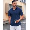 COOFANDY Men’s Casual Short Sleeve Button Down Shirts Untucked Dress Shirts Wrinkle Free Summer Wedding Shirts Solid(Navy Blue)