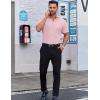 COOFANDY Men’s Casual Short Sleeve Button Down Shirts Untucked Dress Shirts Wrinkle Free Summer Wedding Shirts Solid(Pink)