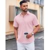 COOFANDY Men’s Casual Short Sleeve Button Down Shirts Untucked Dress Shirts Wrinkle Free Summer Wedding Shirts Solid(Pink)